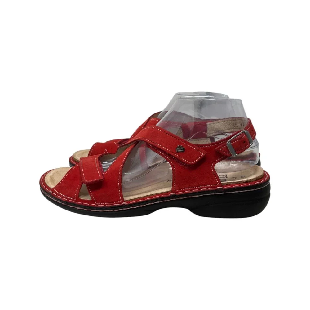 Finn Comfort Sandal Women's Size 10 -10.5 41 Red Nubuck Gomera Walking Slingback